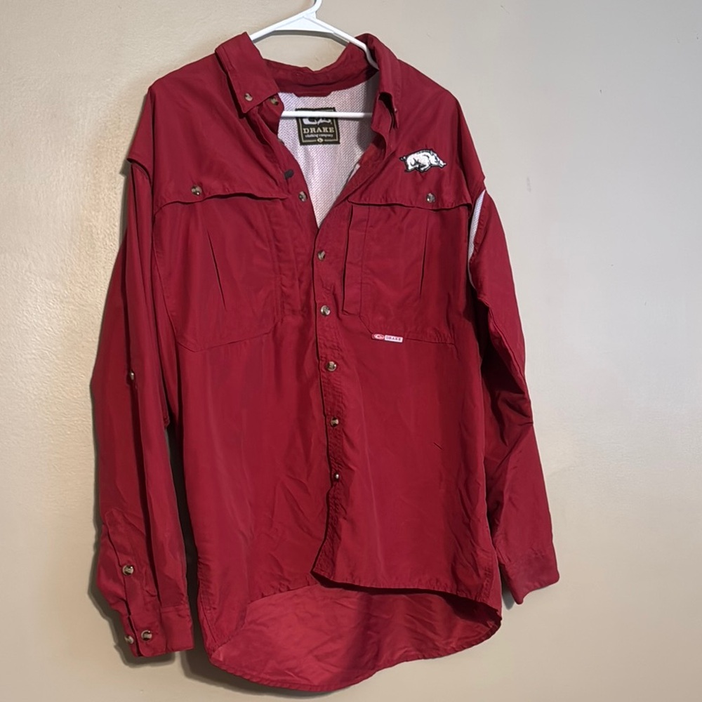 Men's Long Sleeve Red Razorback Shirt by Drake